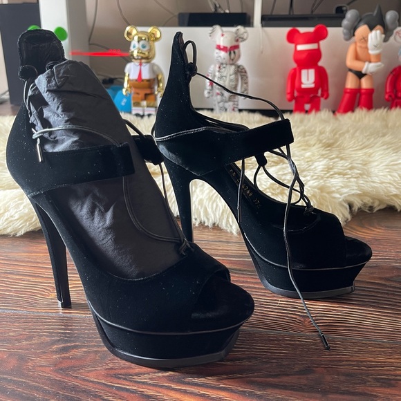 YSL - BLACK 37.5 TRIBUTE 105 SANDALS - Picture 3 of 9